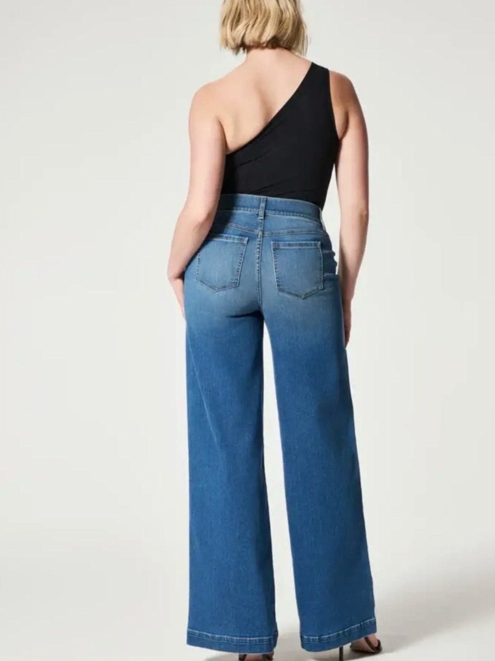 Spanx Pretty Please Houston Wide Leg Jeans Tall Large Stretch Quiet Luxury NWOT - Picture 2 of 7